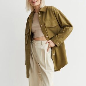 NWT H&M shacket shirt jacket olive green XS